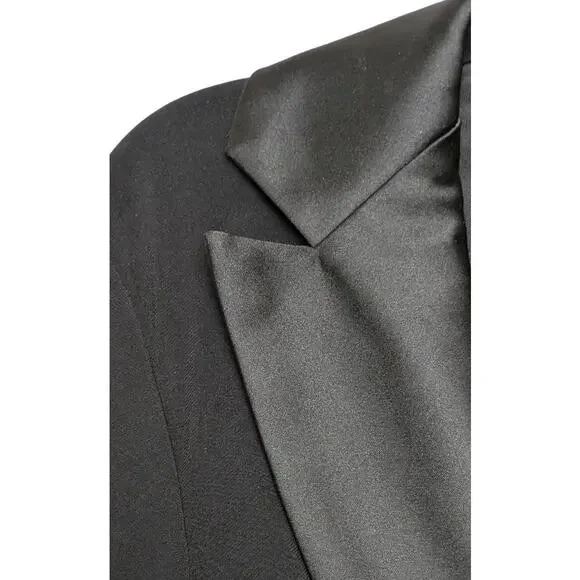 Mac Duggal Black Faux Tuxedo Long Sleeve Formal Gown Size 6 NWT - Picture 8 of 12